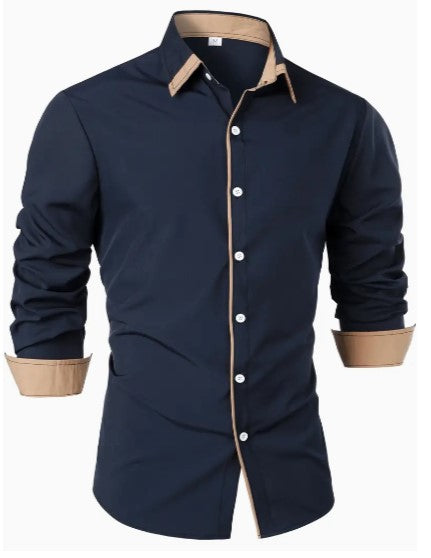 Men’s Long-Sleeve Shirt with Two-Tone Design