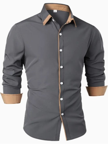 Men’s Long-Sleeve Shirt with Two-Tone Design