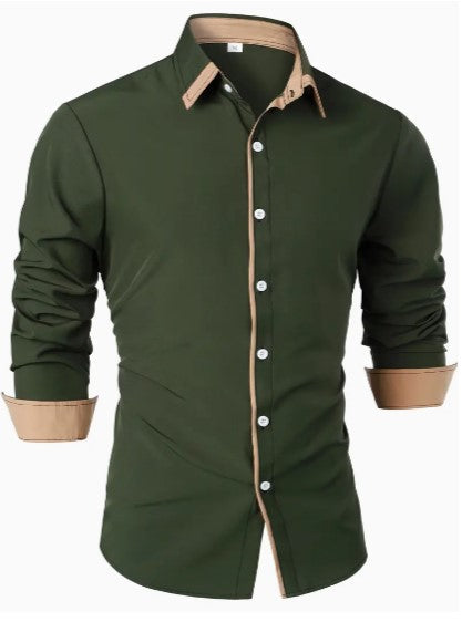Men’s Long-Sleeve Shirt with Two-Tone Design