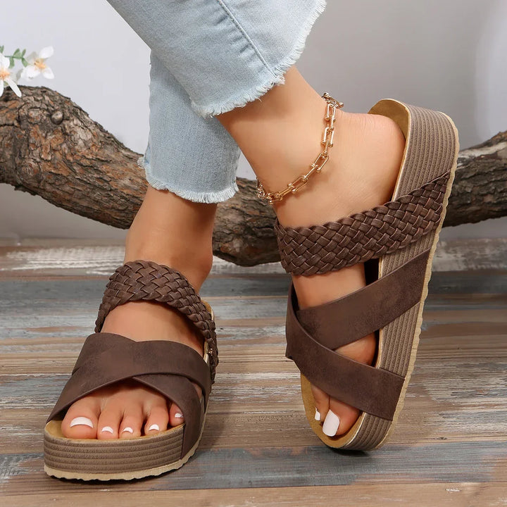 Women’s Platform Sandals with Crisscross Straps