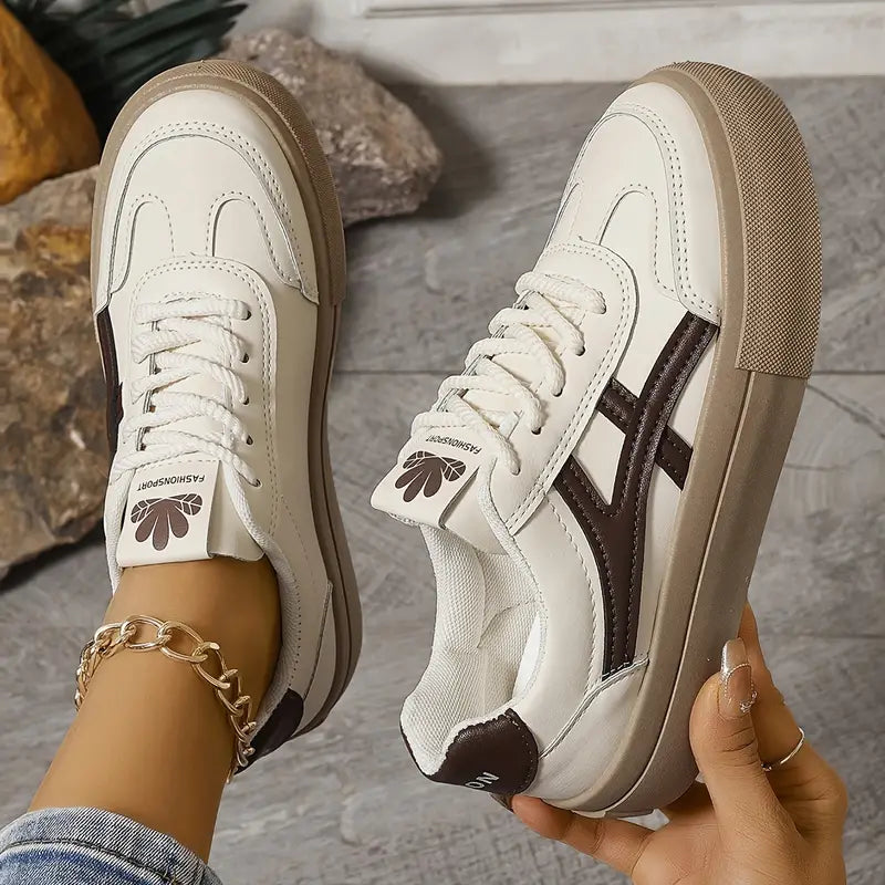 Women’s Vegan Leather Sneakers with Accent Design