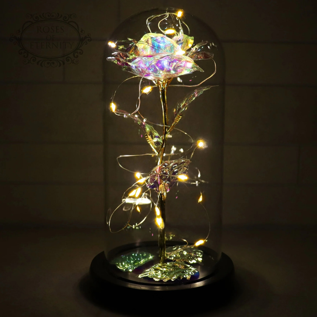 Eternal Rose with Led Light in Glass Dome