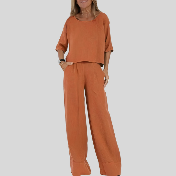 Women’s Relaxed Fit Linen Blend Two Piece Set