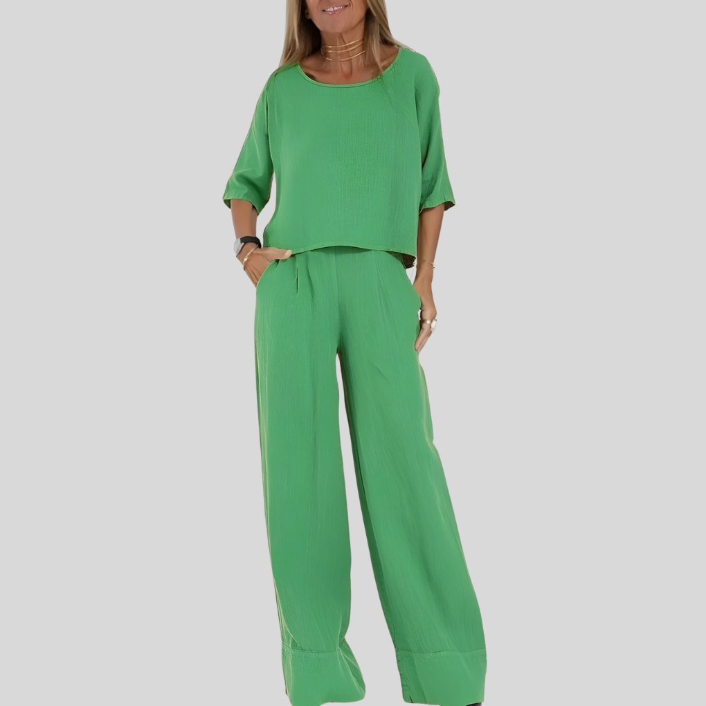 Women’s Relaxed Fit Linen Blend Two Piece Set