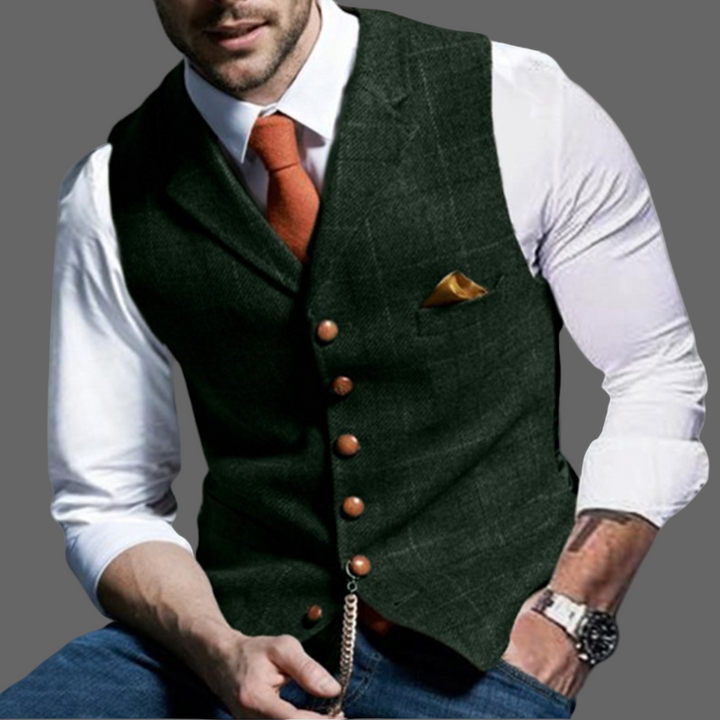Classic Formal Vest with Notched Lapel and Button Closure