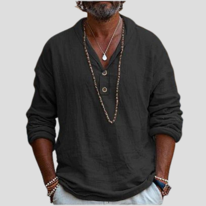 Men’s Linen Long-Sleeve Shirt – Refined Design with Casual Appeal