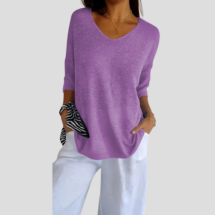 Women’s Knit V-Neck Top – Casual Style with Everyday Flair