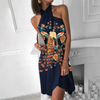 Women’s Mini Dress with Halter Neckline and Wrap Design