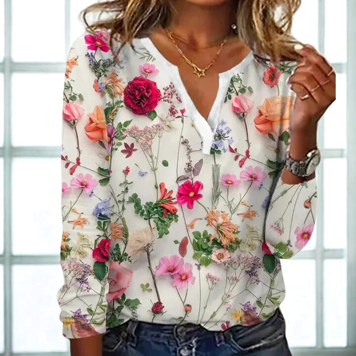 Women’s Floral Print Long-Sleeve Blouse