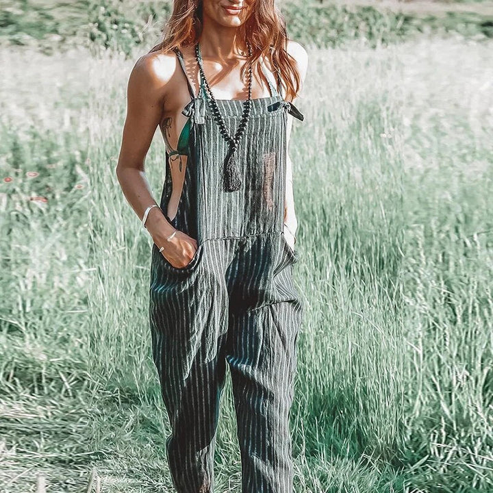 Women’s Striped Sleeveless Jumpsuit with Adjustable Straps