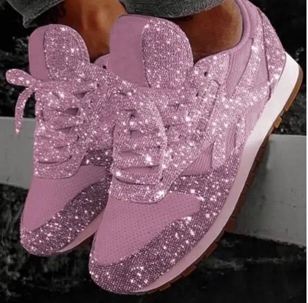 Women’s Glitter Lace-Up Sneakers