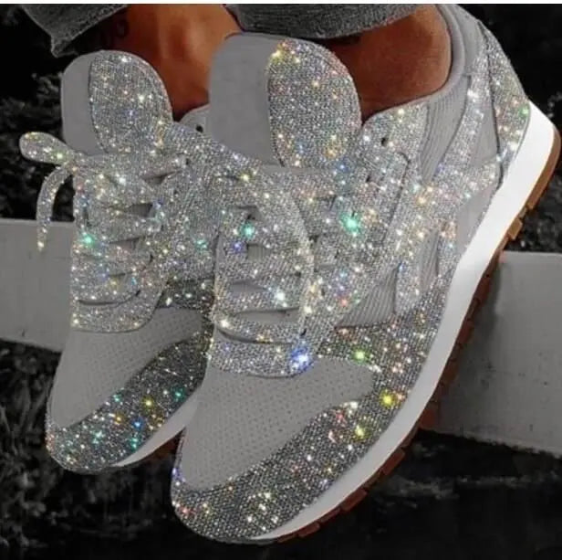 Women’s Glitter Lace-Up Sneakers