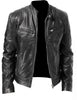 Rugged Leather Motorcycle Biker Jacket for Men