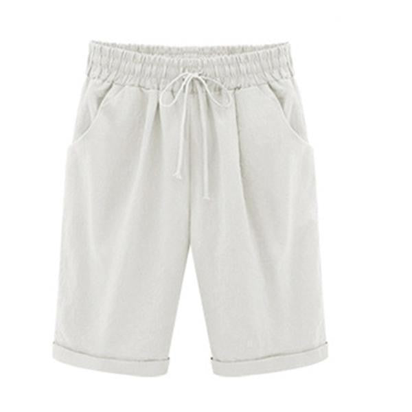 Linen Casual Shorts with Drawstring for Women