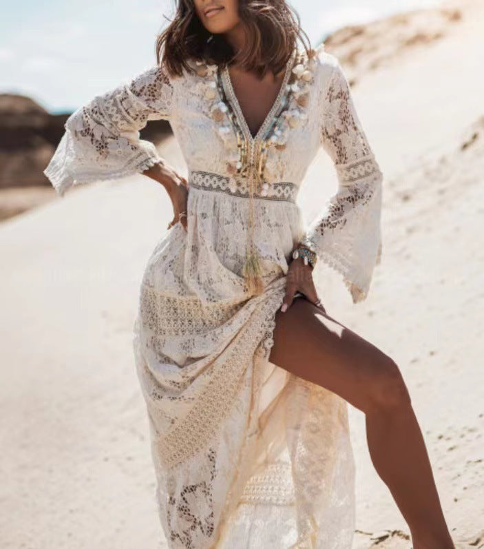 Boho V-Neck Maxi Dress for Women