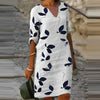 Women’s V-Neck Mini Dress with Leaf Print