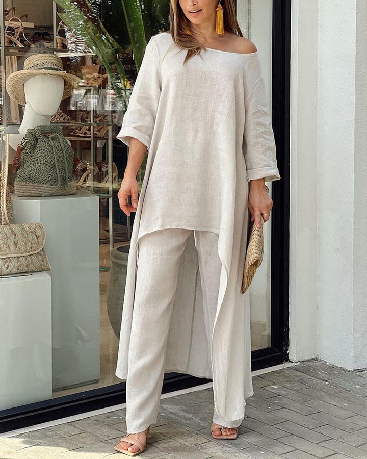 Women’s Linen Set with Tunic-Style Top