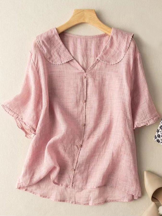 Women’s Linen Blouse with Peter Pan Collar