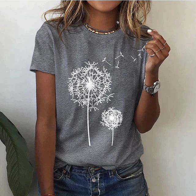 Women’s Short-Sleeve Dandelion Print T-Shirt
