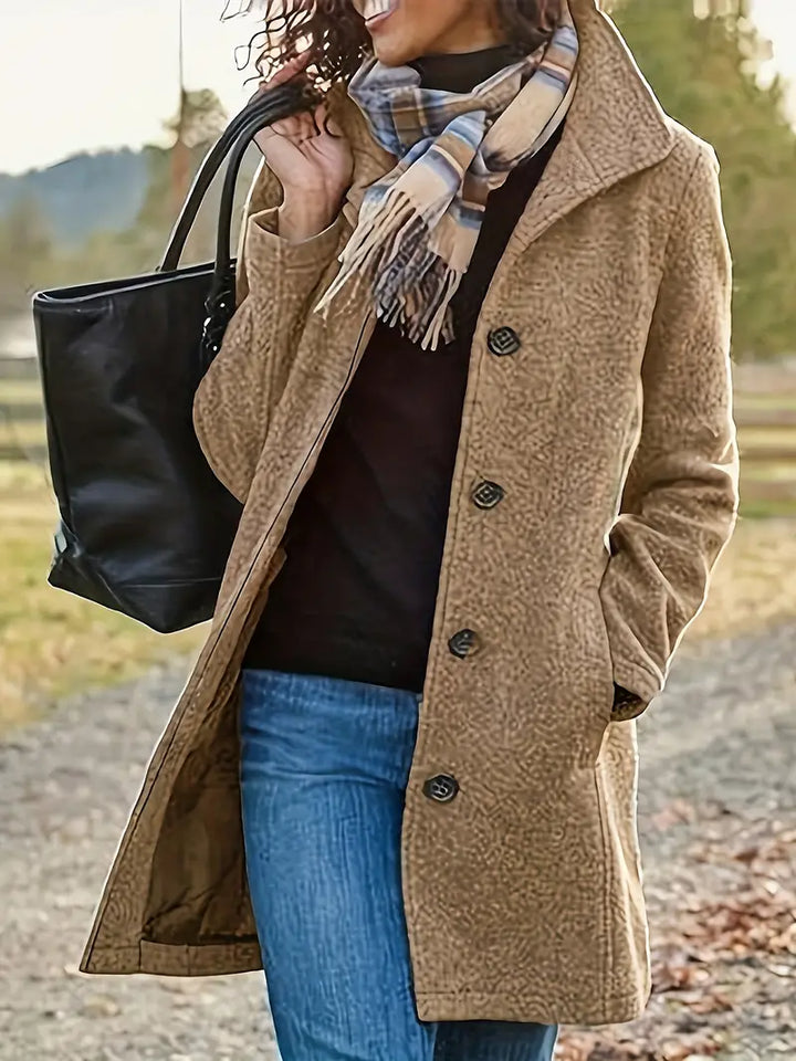 Coat with Buttons and Pockets for Women