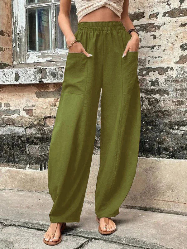 Women’s Wide-Leg Pants with Pockets for Summer