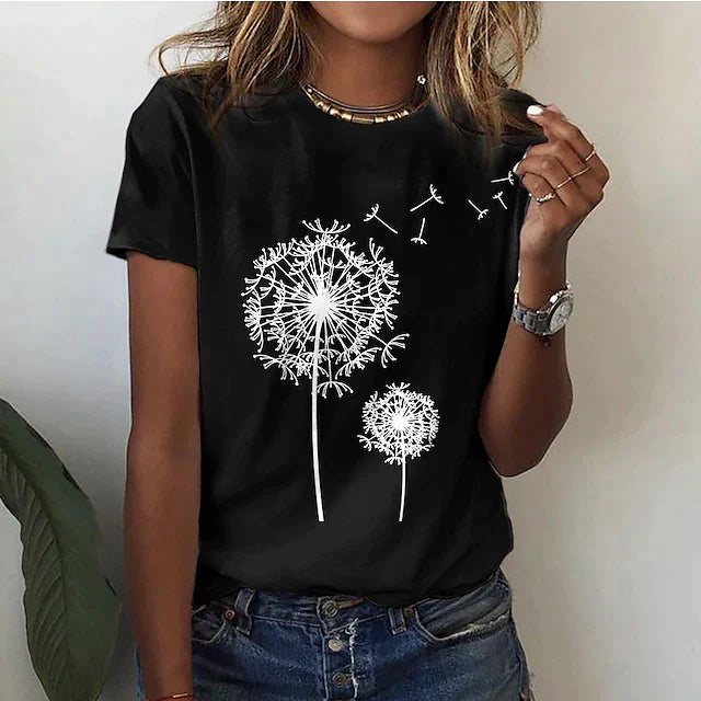 Women’s Short-Sleeve Dandelion Print T-Shirt
