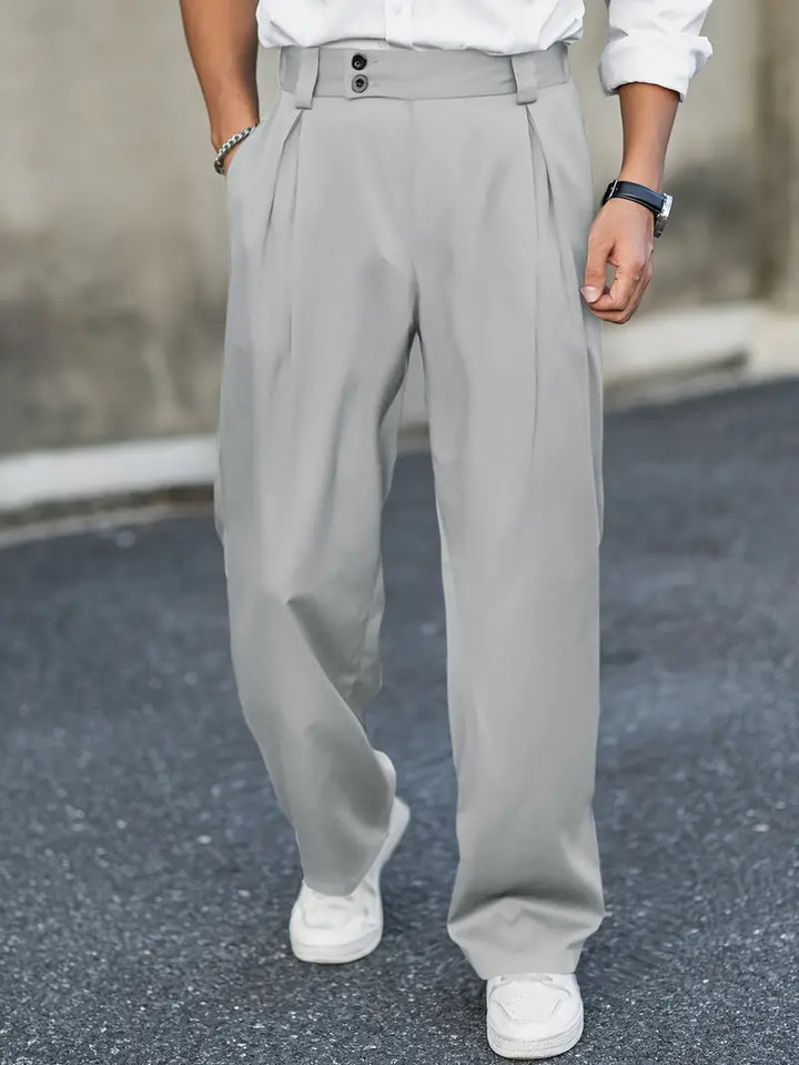 Men’s Straight-Cut Trousers with Pockets for Summer