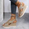 Women’s Wedge Sandals with Cutout Straps and Platform Heel