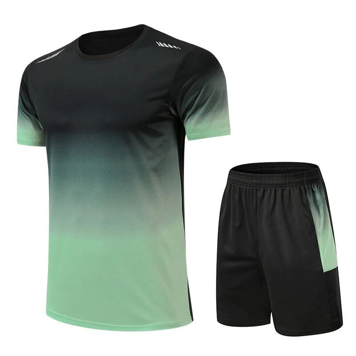 Men's Athletic Set with Gradient T-Shirt and Shorts