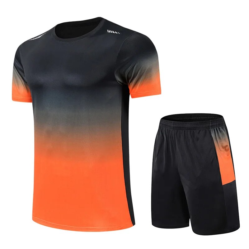 Men's Athletic Set with Gradient T-Shirt and Shorts