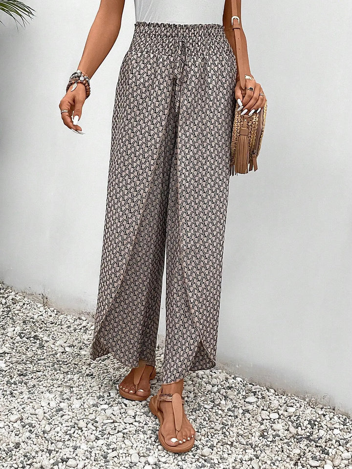 Women’s Wide Trousers with Elastic Waistband and Drawstring