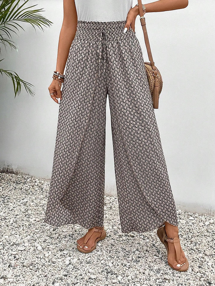 Women’s Wide Trousers with Elastic Waistband and Drawstring