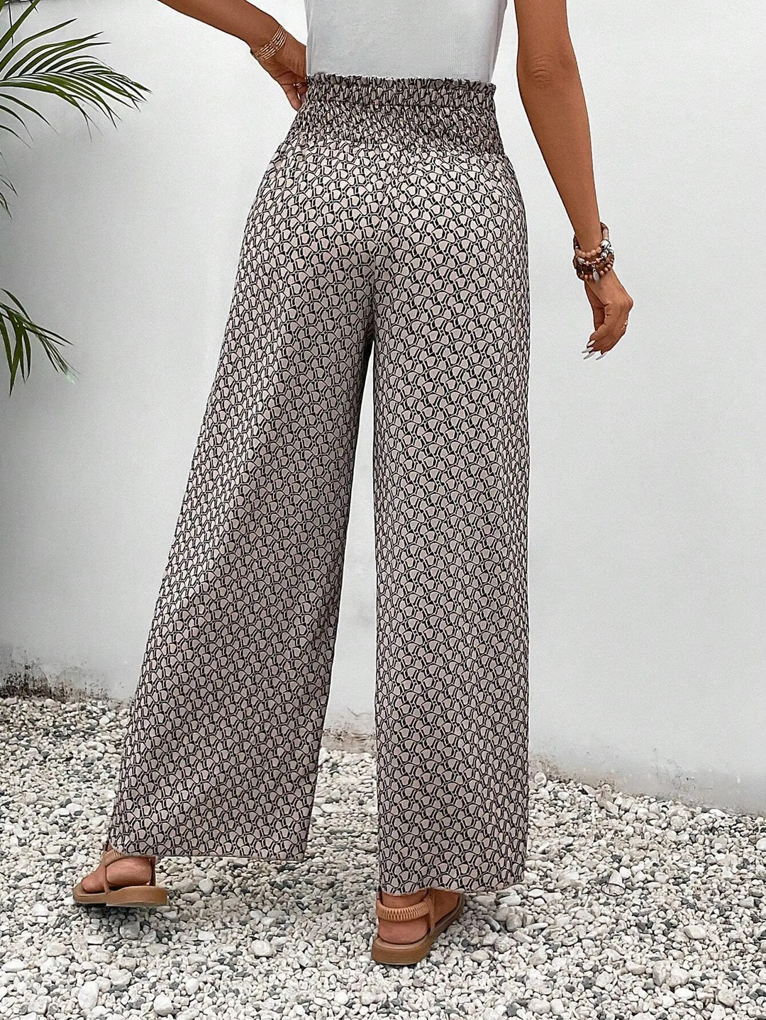 Women’s Wide Trousers with Elastic Waistband and Drawstring
