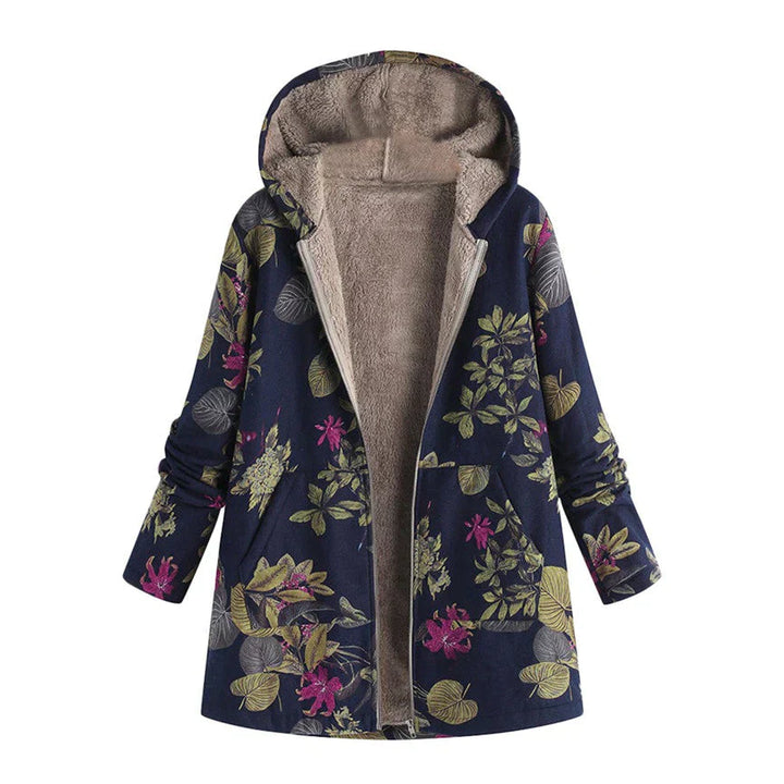 Long Women's Spring Jacket with Hood and Front Pockets