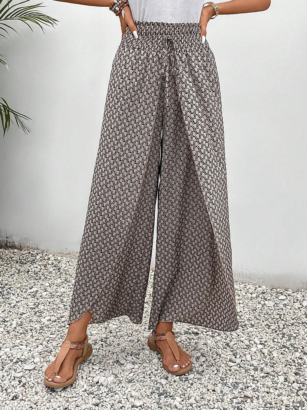 Women’s Wide Trousers with Elastic Waistband and Drawstring