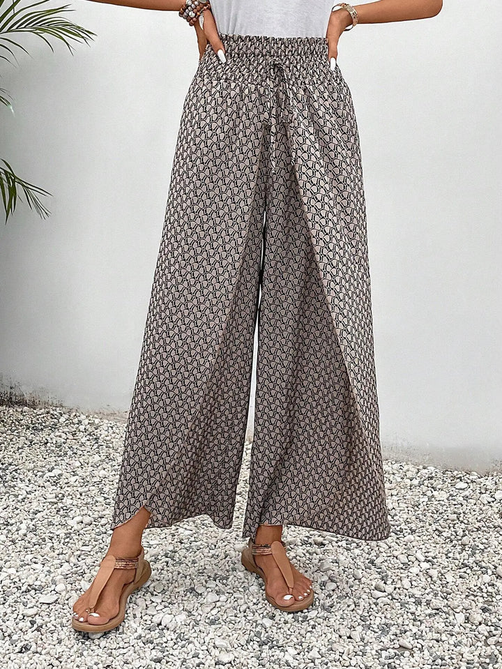 Women’s Wide Trousers with Elastic Waistband and Drawstring