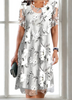 Women’s Floral Print A-Line Dress with Overlay