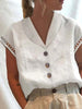 Women’s Linen Button-Down Shirt with Lace Trim