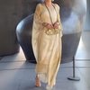 Women’s Long-Sleeved Maxi Dress with Printed Pattern