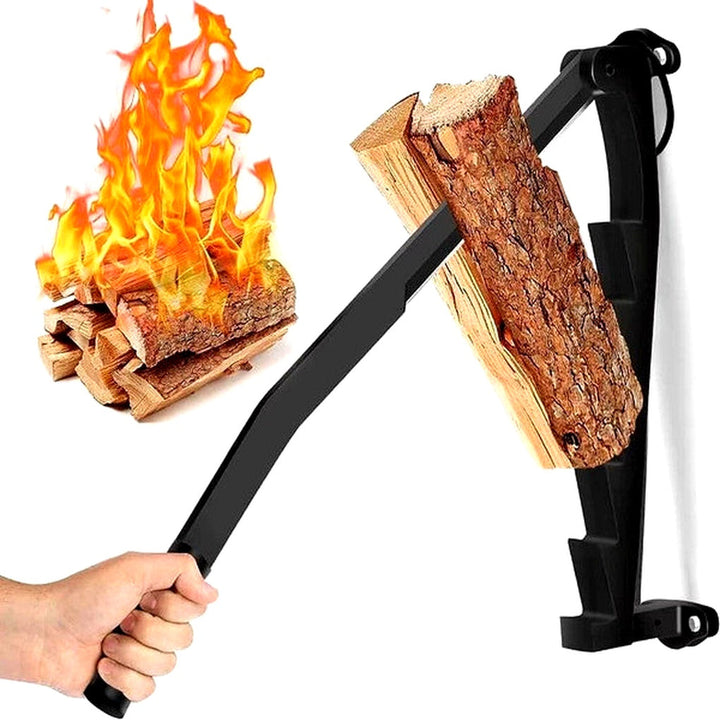 Manual Log Splitter with Wall Mount – Lever-Activated Firewood Tool