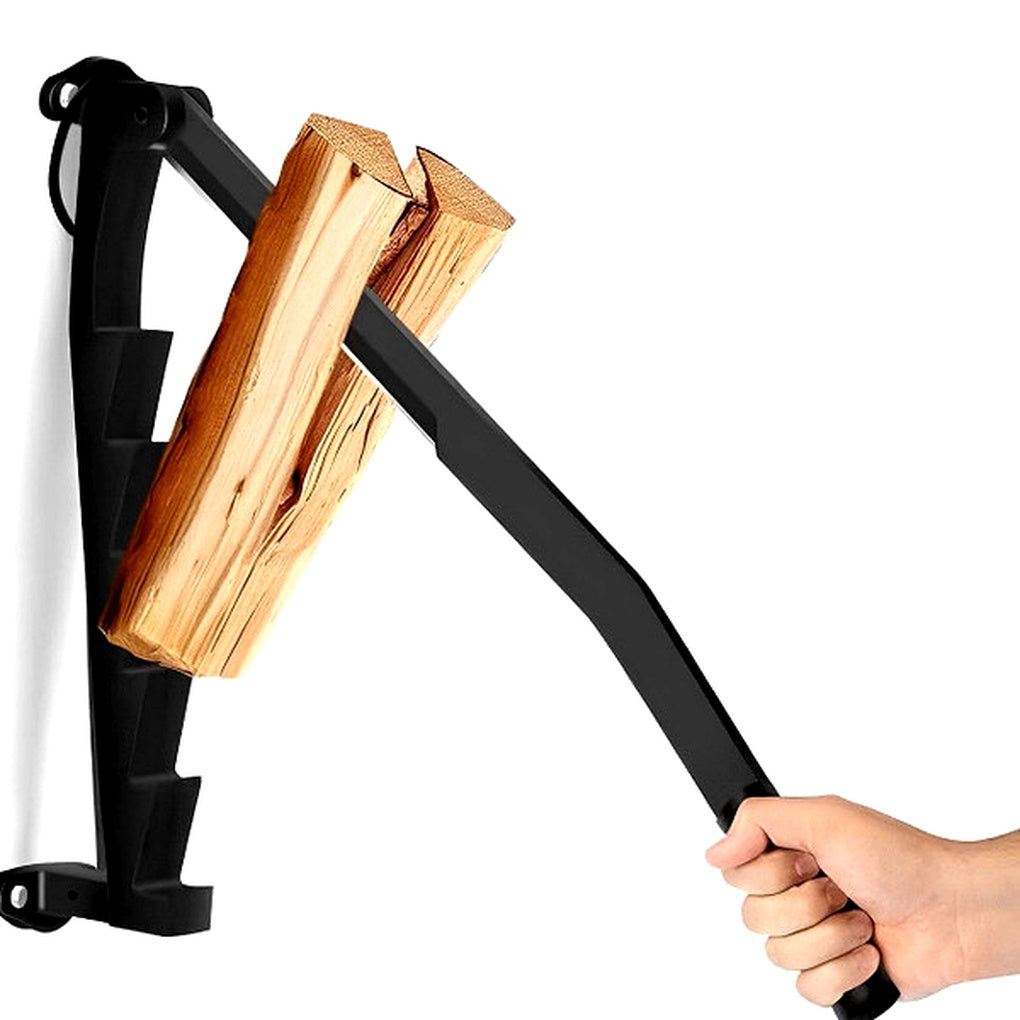 Manual Log Splitter with Wall Mount – Lever-Activated Firewood Tool