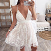 Women’s Lace A-Line Dress with Deep V-Neck and Spaghetti Straps