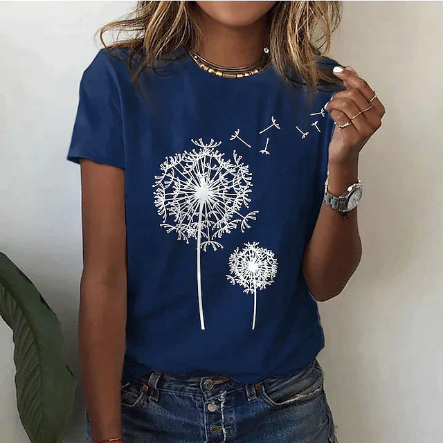 Women’s Short-Sleeve Dandelion Print T-Shirt