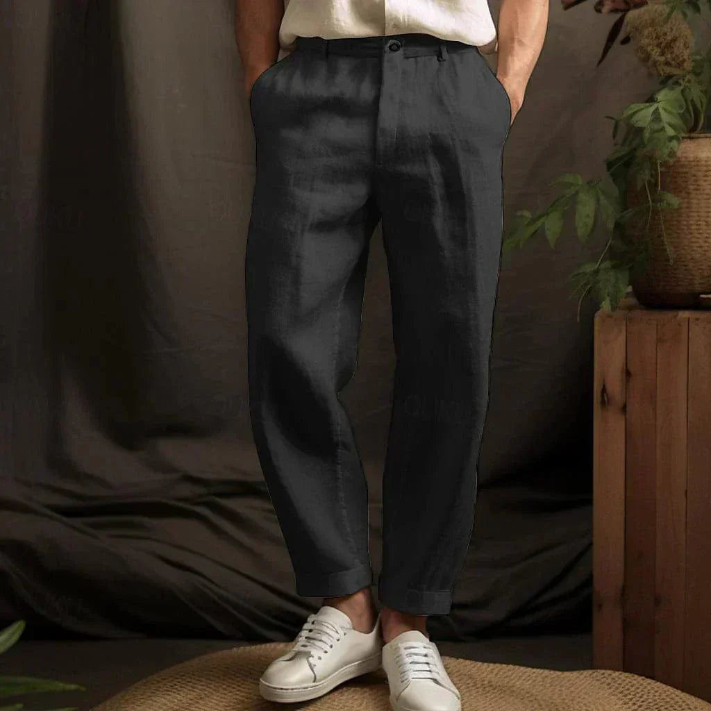 Summer Linen Trousers with Pockets for Men
