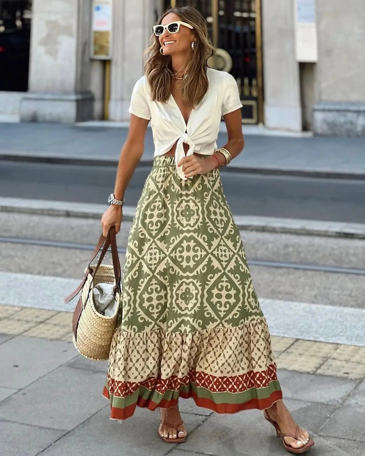 Women’s Summer Maxi Skirt with Geometric Pattern