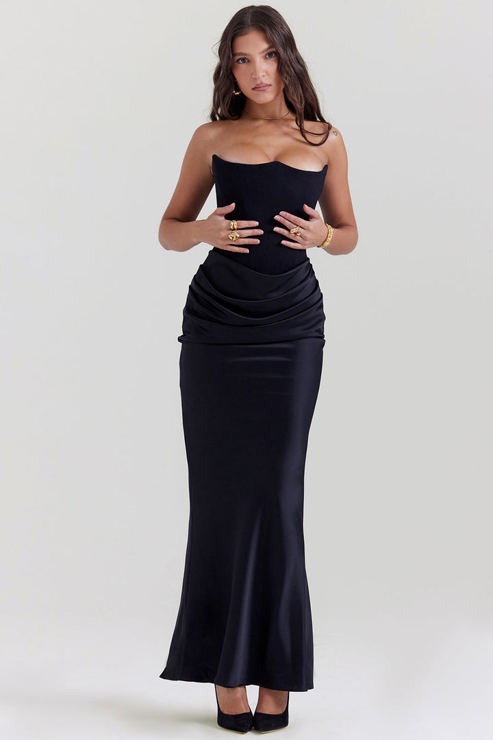 Women’s Strapless Maxi Dress with Corset Style