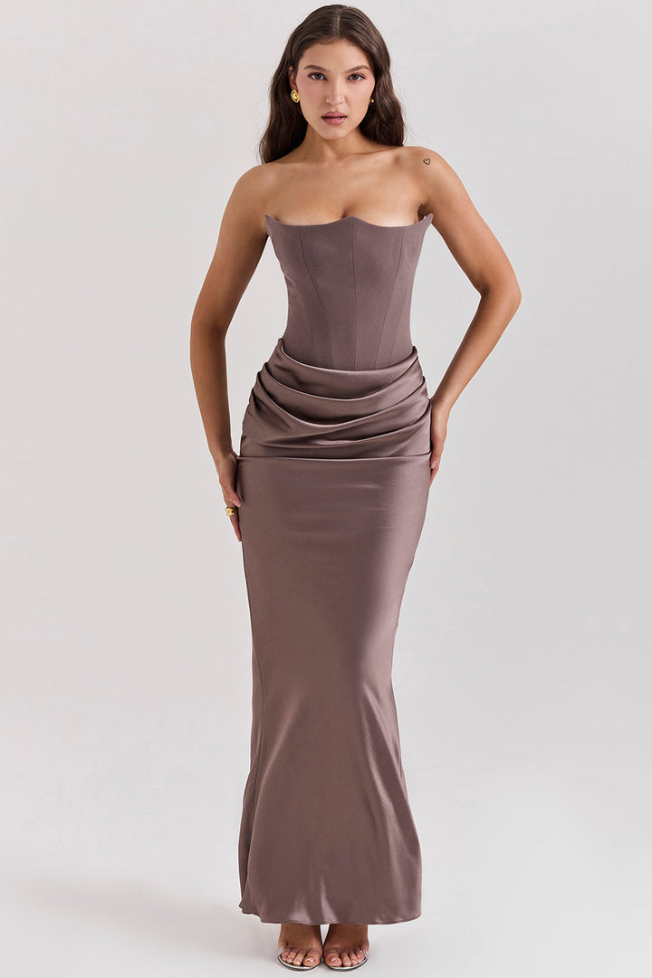 Women’s Strapless Maxi Dress with Corset Style