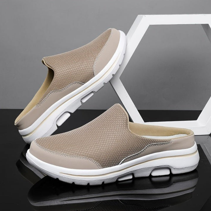 Men’s Mesh Slip-On Half Shoes with Platform Sole