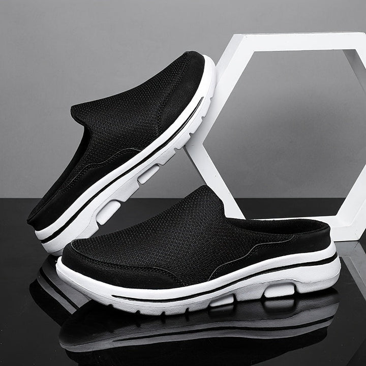 Men’s Mesh Slip-On Half Shoes with Platform Sole