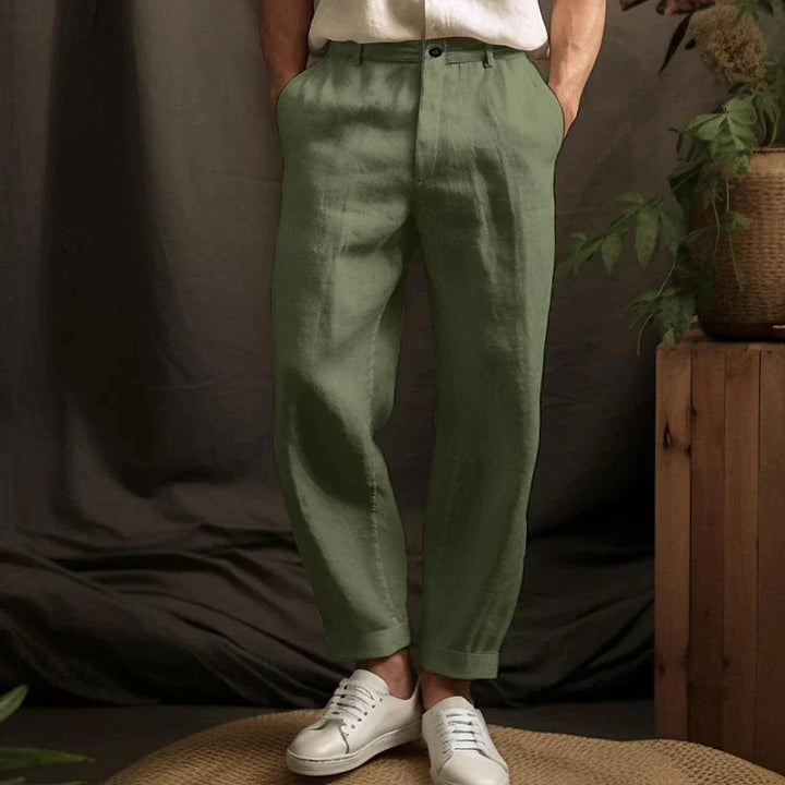Summer Linen Trousers with Pockets for Men